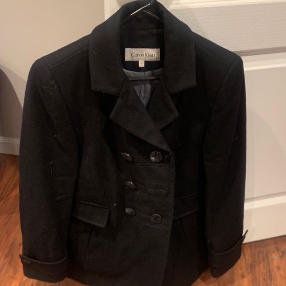 Calvin Klein Black Double-Breasted Coat - Picture 1 of 9